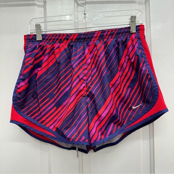 Nike Dri-Fit red blue athletic running shorts women's large with liner - Picture 1 of 4